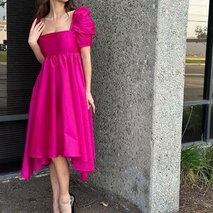 Pink silk hi-low dress